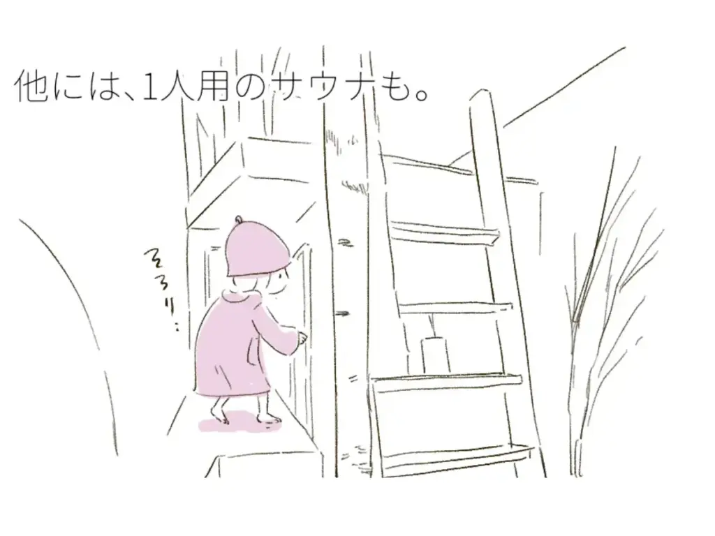 一人用のサウナに入るイラスト